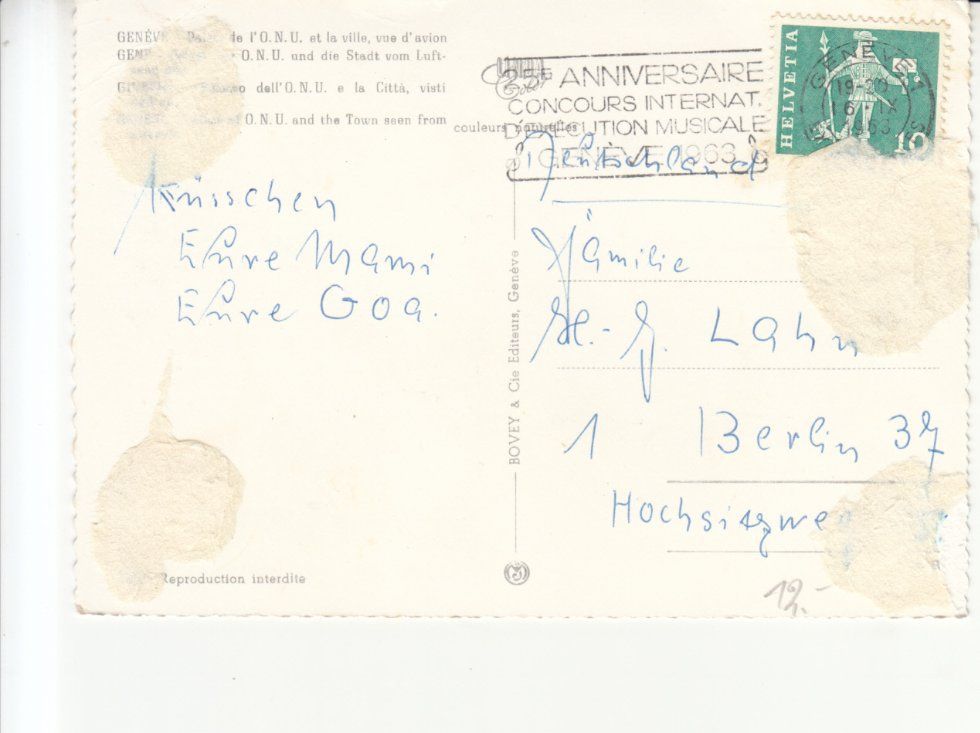 Cartoline postali: Genève 1963 – Usato da Bürglen TG venduto da StampGraf 1