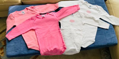 4 bodies manches longues Petit Bateau, Taille 12 mois, rose