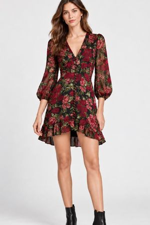 The Kooples – Robe en soie T. 0 / XS , Velours dévoré floral