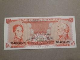 VENEZUELA - 5 Bolivares 1989 UNC (B54005097)