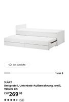 Bett 90x200 cm weisses Ausziehbett ohne Matratze