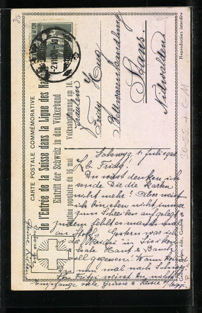 Cartes postales: Eintritt der Schweiz in den Völkerbund, – D'occasion à Berlin par bartko-reher 1
