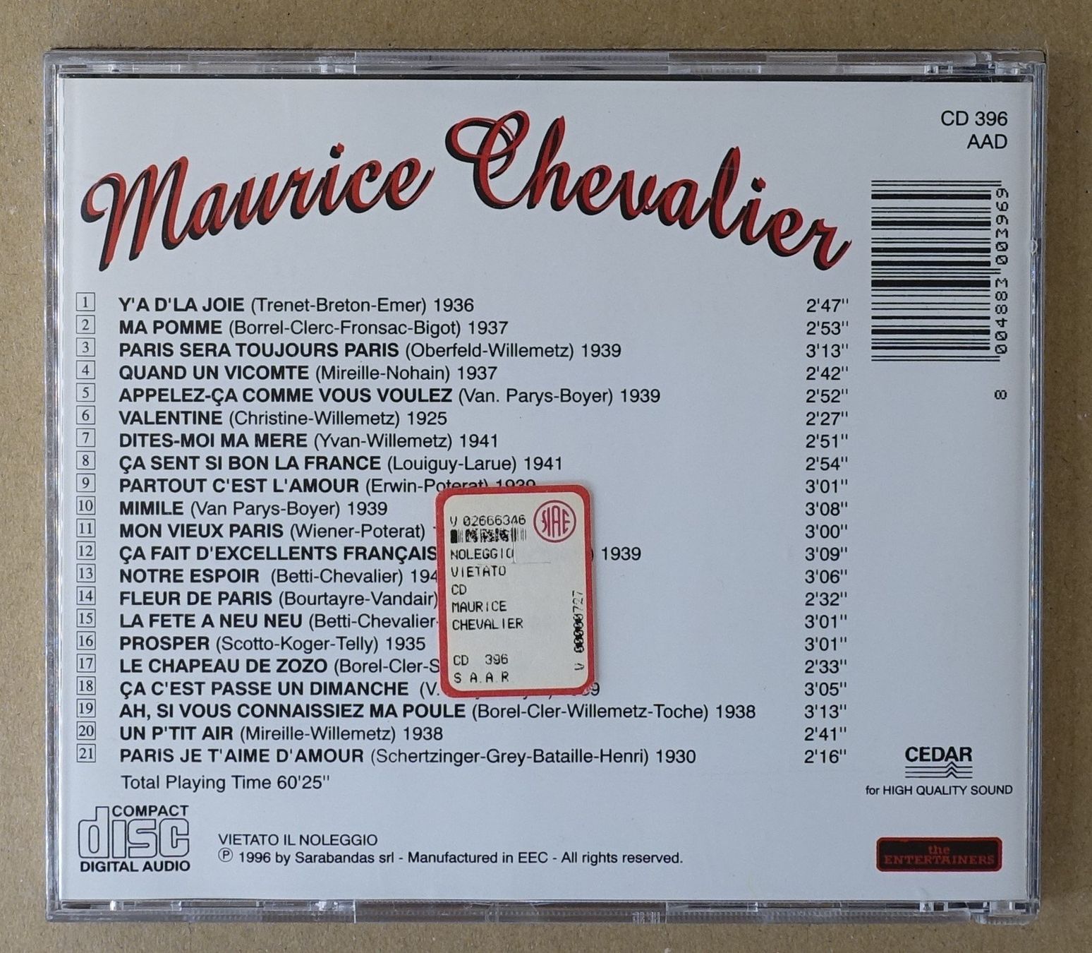 CD: Maurice Chevalier - F10 – Usato da Sessa venduto da fraenklishop 1