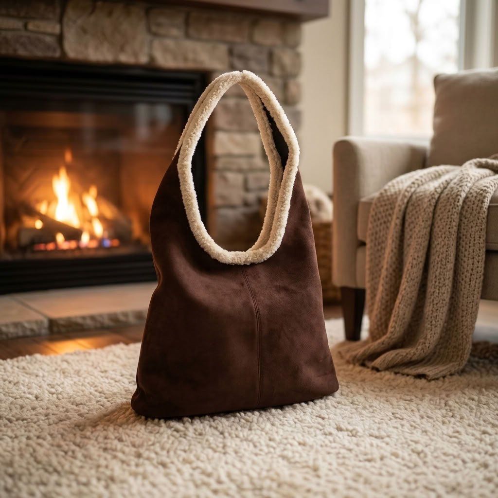Borse da donna: Hobo-Tasche in Wildlederoptik mit Teddyfutter – Nuovo e nell'imballaggio originale da Diegten venduto da Jus_nooo 5