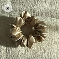 3# beige 100% Mulberry Silk Scrunchie Size M - NEW