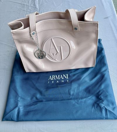 Armani Jeans Handtasche, rosa Lackleder, Top Zustand!