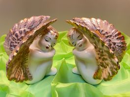 2x Deko Aufstellfigur Figur Engel goldene Flügel Weihnachten