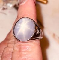 Color Changing Star Sapphire & Diamonds 14k White Gold Ring