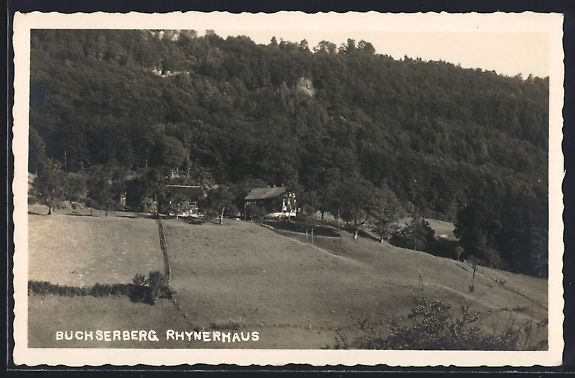 Cartoline postali: AK Buchserberg, Rhynerhaus am Waldrand – Usato da Berlin venduto da bartko-reher
