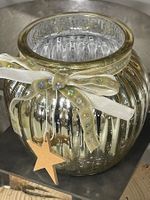 Weihnachten Glas Windlichter in Gold/mit Holzsternen/Neu/OVP