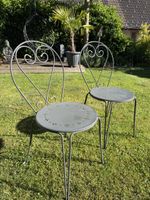 TOP! Zwei antike Bistrostühle grau Metall