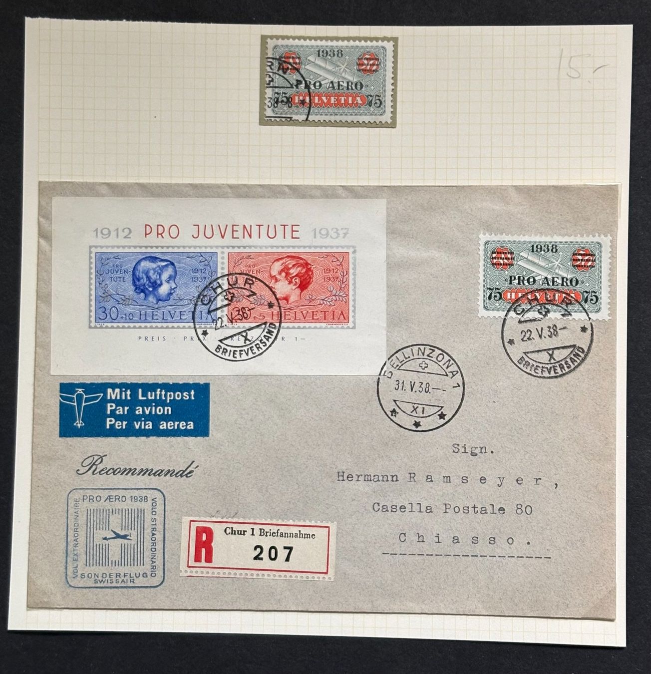 Alle Briefmarken: PRO-JUVENTUTE-PRO-AERO 1938 – Gebraucht aus Ostermundigen von Heavenmaus75