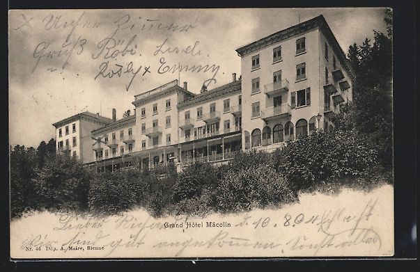 Cartoline postali: AK Macolin, Grand Hotel, 1904 – Usato da Berlin venduto da bartko-reher