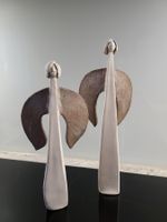 Modernes Engelpaar Handarbeit,gemarkt  H 31 + 26,5 cm