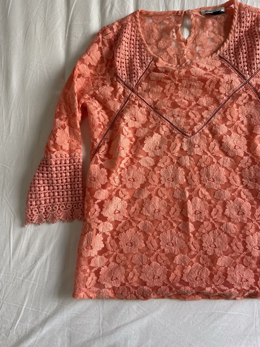 Mango Camicette: Mango Lace Top Size S Summer Boho Chic Crochet Trim Tunic – Usato da Zürich venduto da olalinda 7