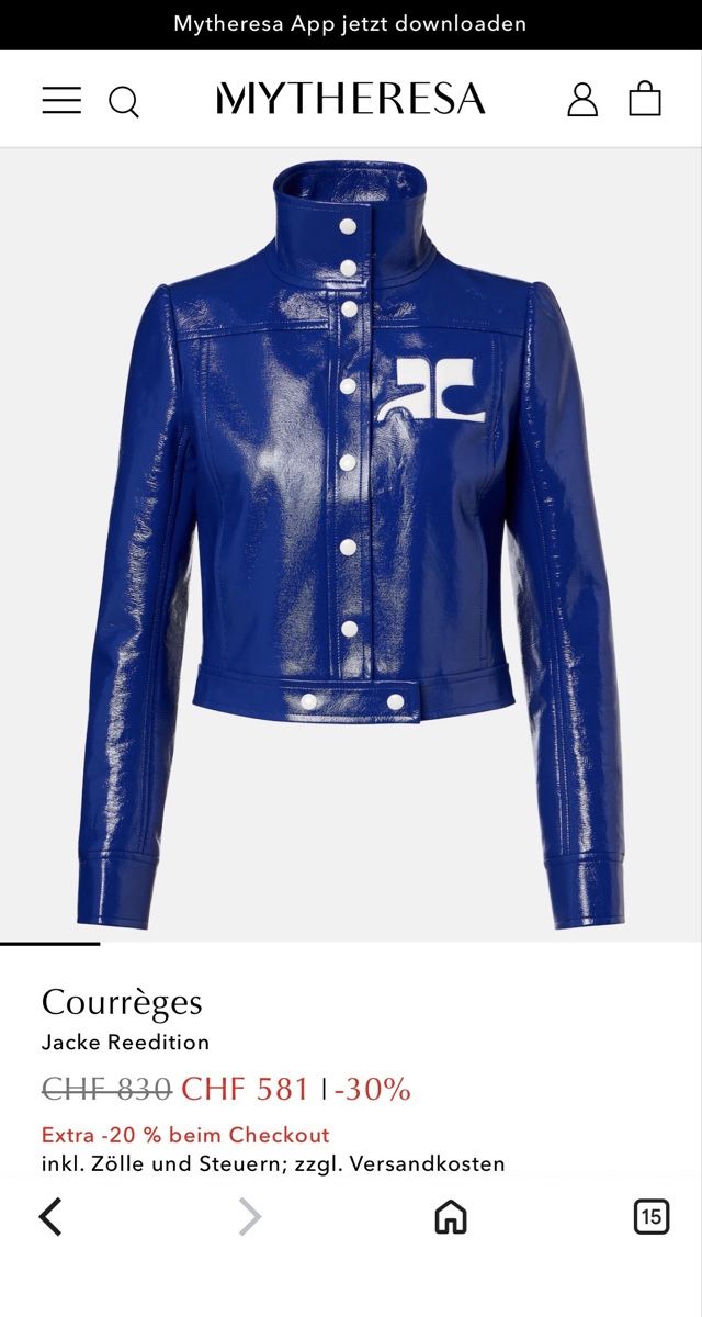 Jacken: Courrèges Jacke aus Patentleder . 44 – Neu (gemäss Beschreibung) aus Zürich von Altnic 1