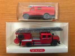 2x Wiking Opel Magirus LKW Feuerwehr