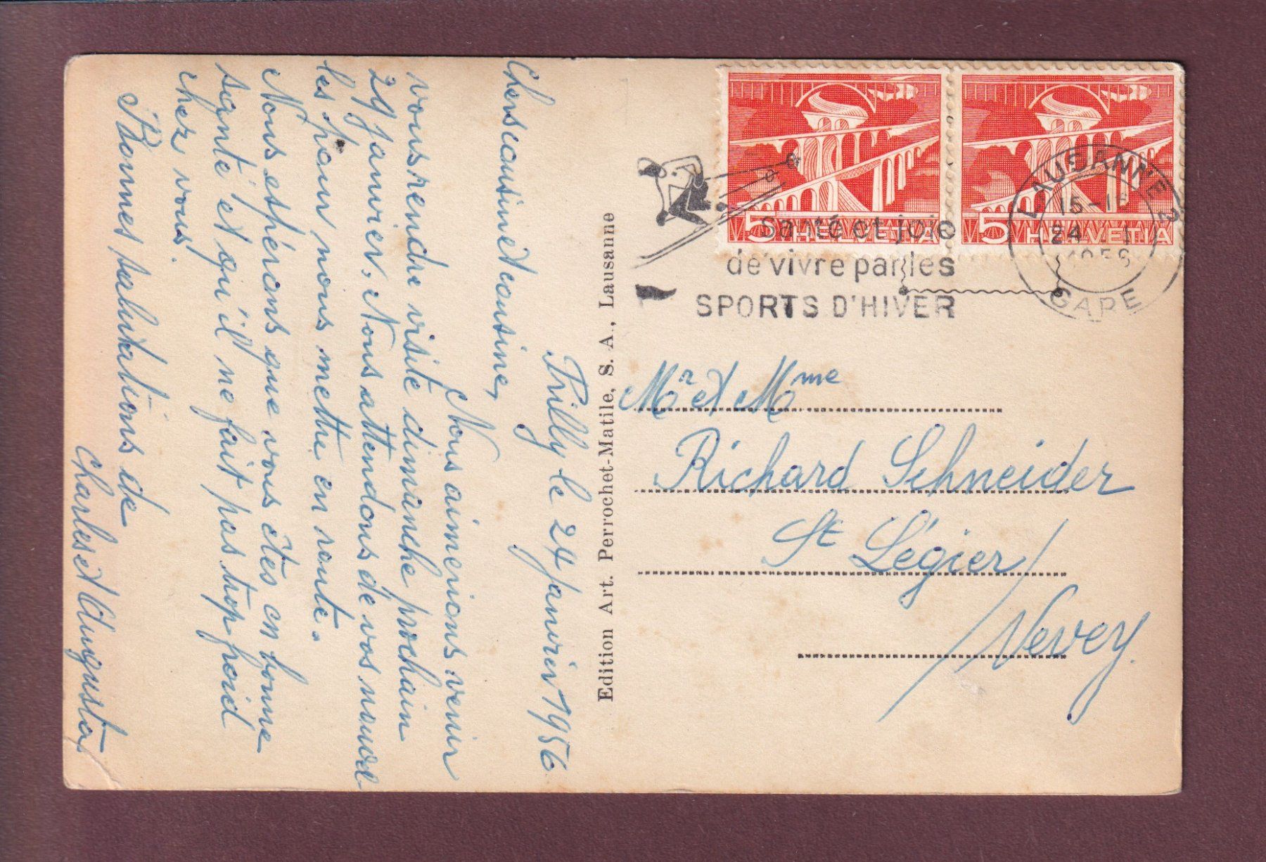 Cartoline postali: Varappe à PIERRE CABOTZ - 1956 // petit pli d'angle // – Usato da Pully venduto da nicecards 1