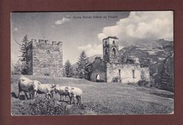 Ruine HOHEN RÄTIEN ob Thusis - Kühe - 1911 // Löcher //