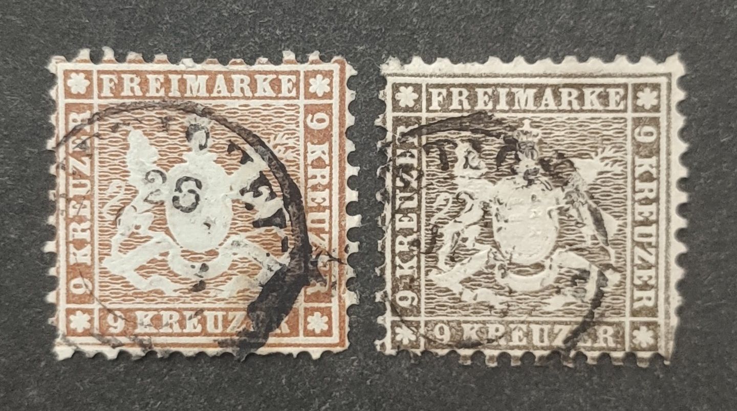 Tutti i francobolli: Württemberg 1863, 9kr gestempelte – Usato da Wil SG venduto da Zazal