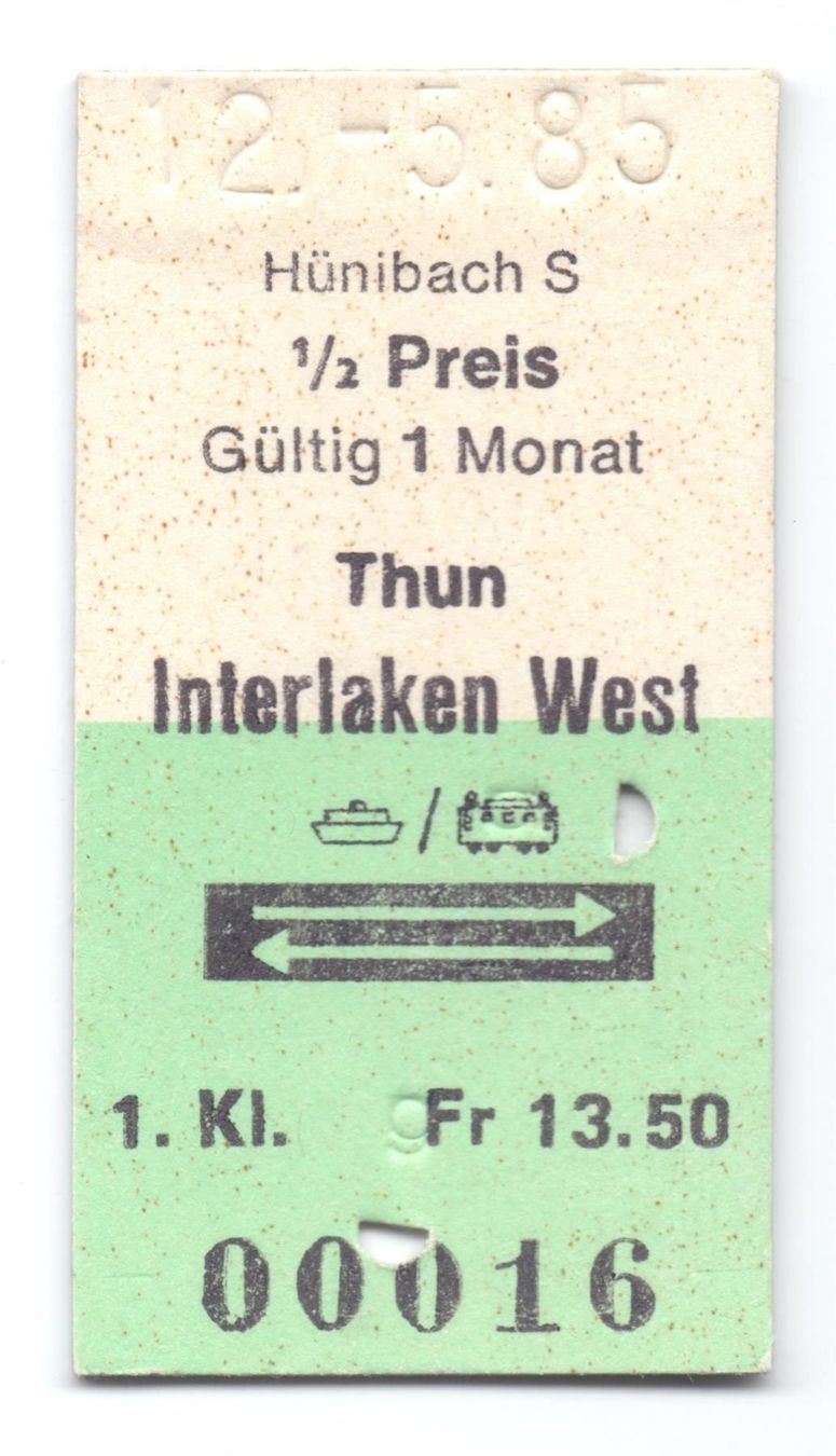 Biglietti: Schiff-Billette Thun - Interlaken West – Usato da Langenthal venduto da Sammlungs_aus
