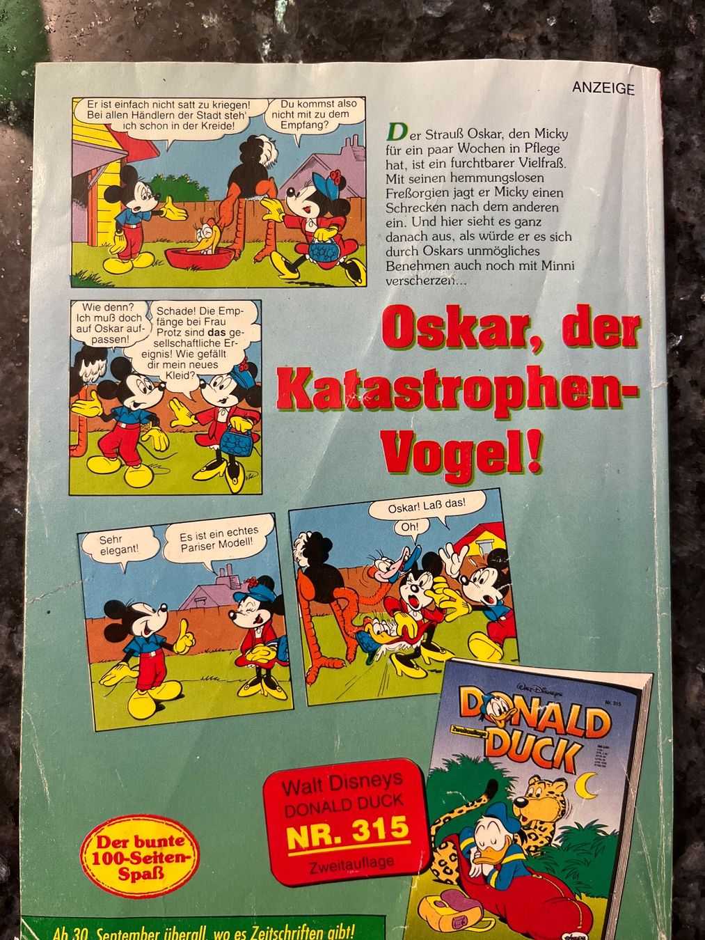 BD: Donald Duck Zweitauflage Nr. 314 1993 Comic – D'occasion à Goldach par SSRConzept 2