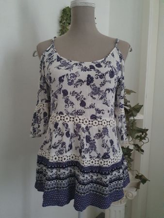 Schulterfreie maritime Bluse Gr XS/S *neuwertig* v. Chicoree