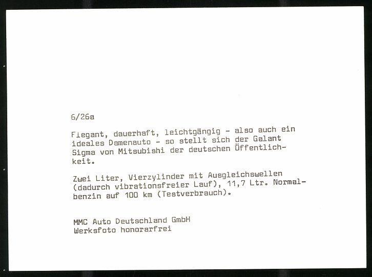 Fotografie & Manifesti: Fotografie Auto Mitsubishi Galant Sigma, – Usato da Berlin venduto da bartko-reher 1