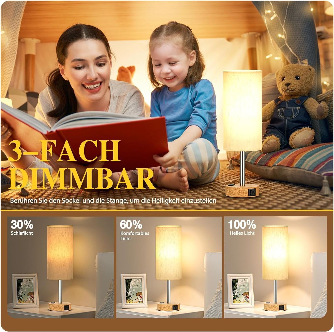 Lampade: Nachttischlampe Touch Dimmbar mit USB – Nuovo e nell'imballaggio originale da Nuglar venduto da SaleRitter 2