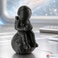 Astronaut on Moon Sculpture - Space Decor Figurine - 3D Prt