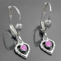 Herz rosa Kinderohrringe 925 echt Silber