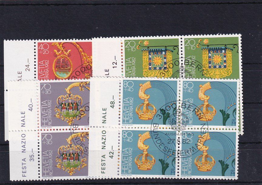 Alle Briefmarken: Pro Patria 1982, Serie Viererblock Ersttag – Gebraucht aus Baar von Asmara111