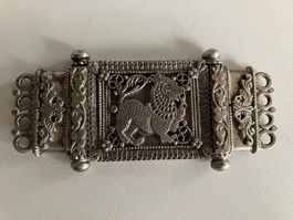 Meisterstück Antik Silber Tamil Nadu Gürtel Schnalle, 71 Gr.