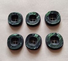 6 Knöpfe Dunkelgrün marmoriert mit Rand 23 mm.