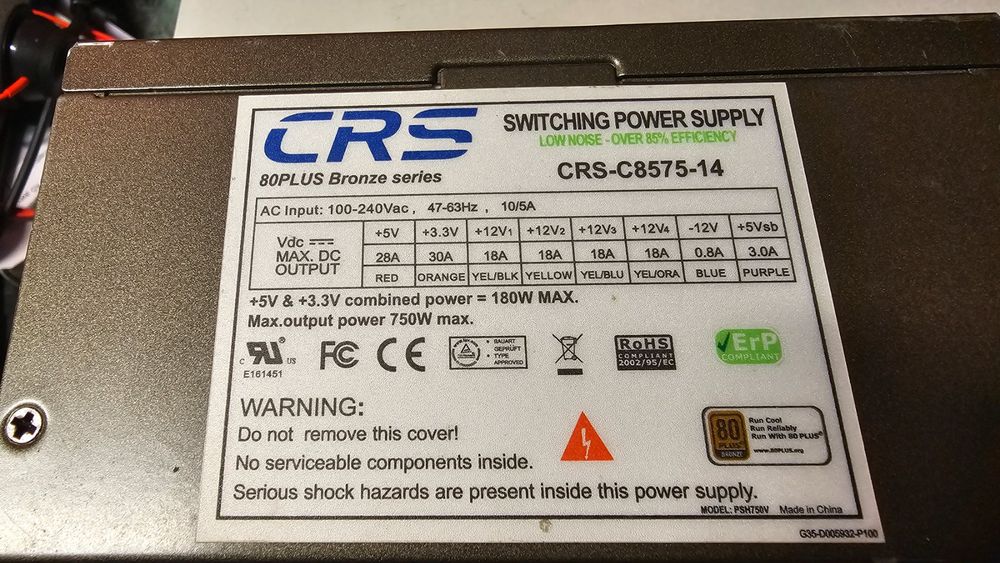 CRS Netzteil Powersupply 750W (Gebraucht) in Dorf für CHF 25 – mit ...