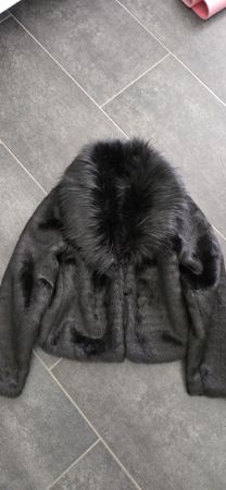 Damen Kunstpelzjacke Kragen Kunstpelz Schwarz Grösse S
