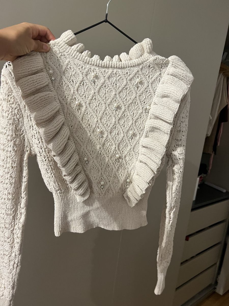 Zara Pullover & Sweatshirts: Damen Pullover Creme mit Perlen Grösse S – Gebraucht aus Zürich von R1908 2