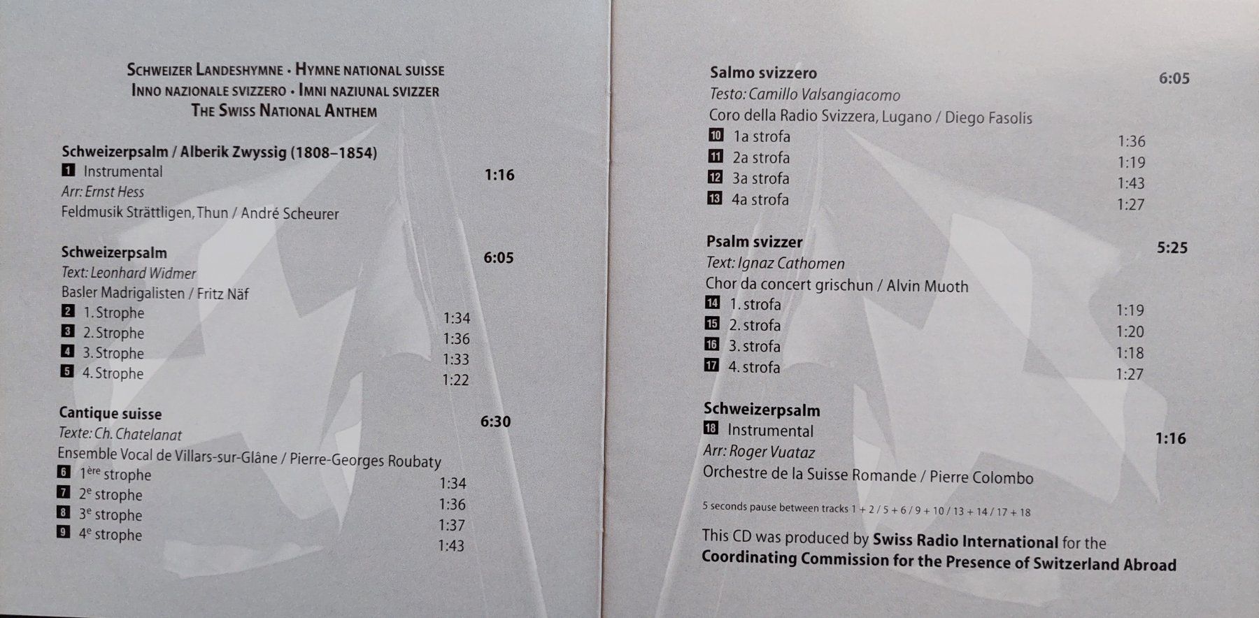 CD: offizielle Schweizer Landeshymne-CD – Nuovo e nell'imballaggio originale da Allmendingen b. BE venduto da MMC-MuMeCo 1
