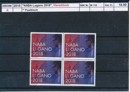 2018 "NABA Lugano" - Viererblock, ** postfrisch