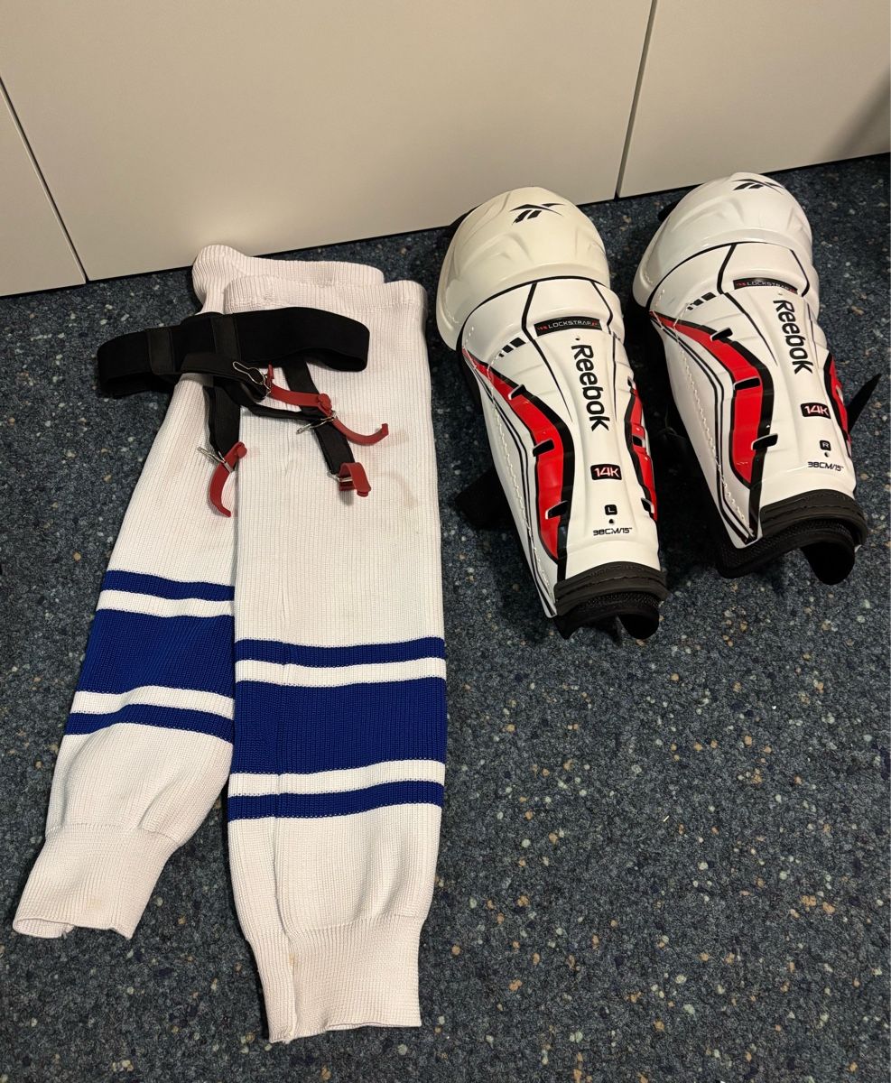 Reebok Protezioni & Imbottiture: Eishockey Beinschoner mit Strumpf – Usato da Hinwil venduto da princess_12