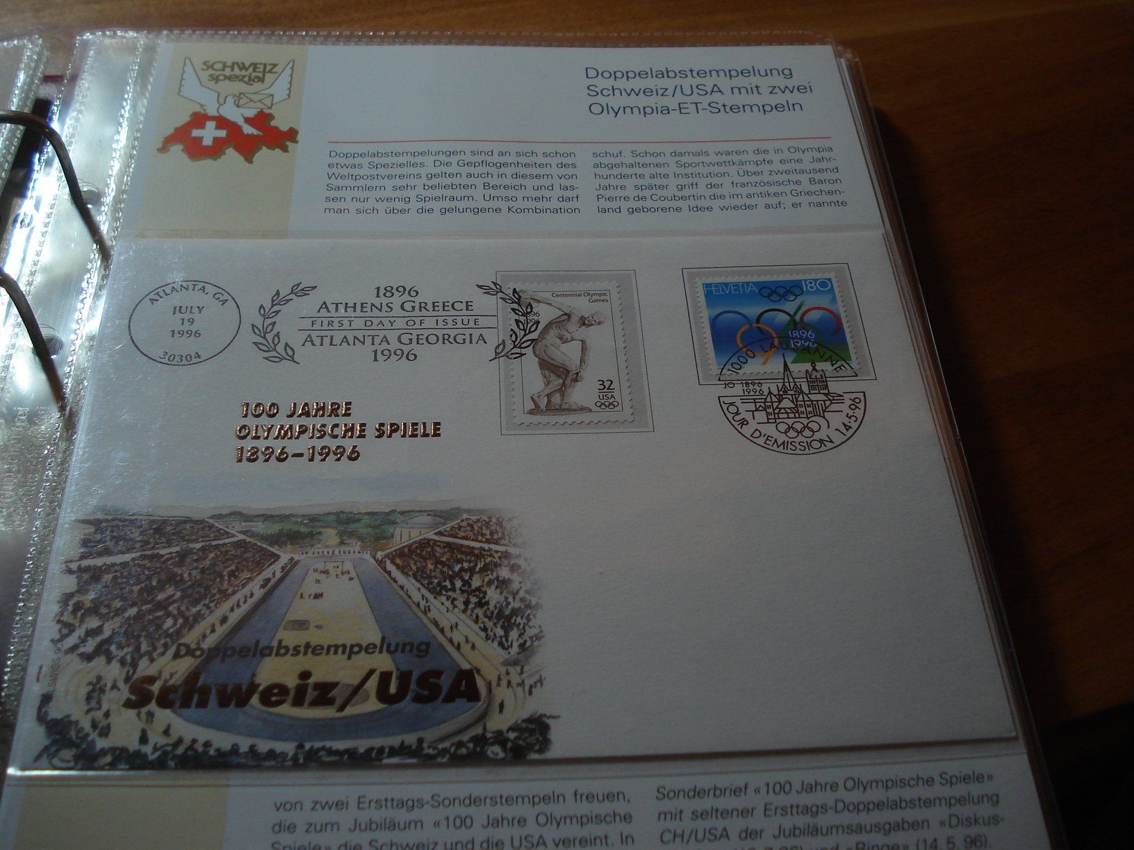 Tutti i francobolli: Beleg "Olympia" 1996, Schweiz / Griechenland – Usato da Niederwil AG venduto da morostahu 1