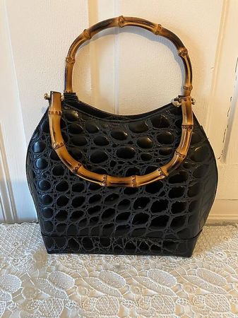 Exklusive Vintage - Handtasche mit Bambusgriff