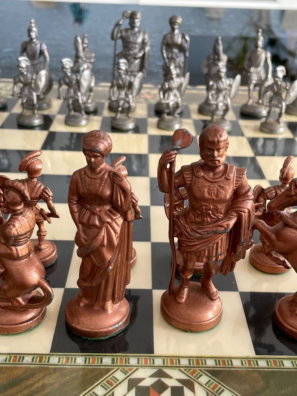 Giochi: Schachbrett mit selbstgemachten Zinnfiguren – Usato da Wila venduto da teddy09 2