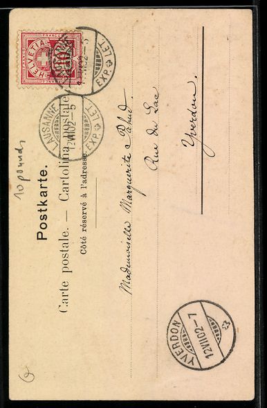 Cartoline postali: AK Lausanne, Avenue de Rumine, 1902 – Usato da Berlin venduto da bartko-reher 1