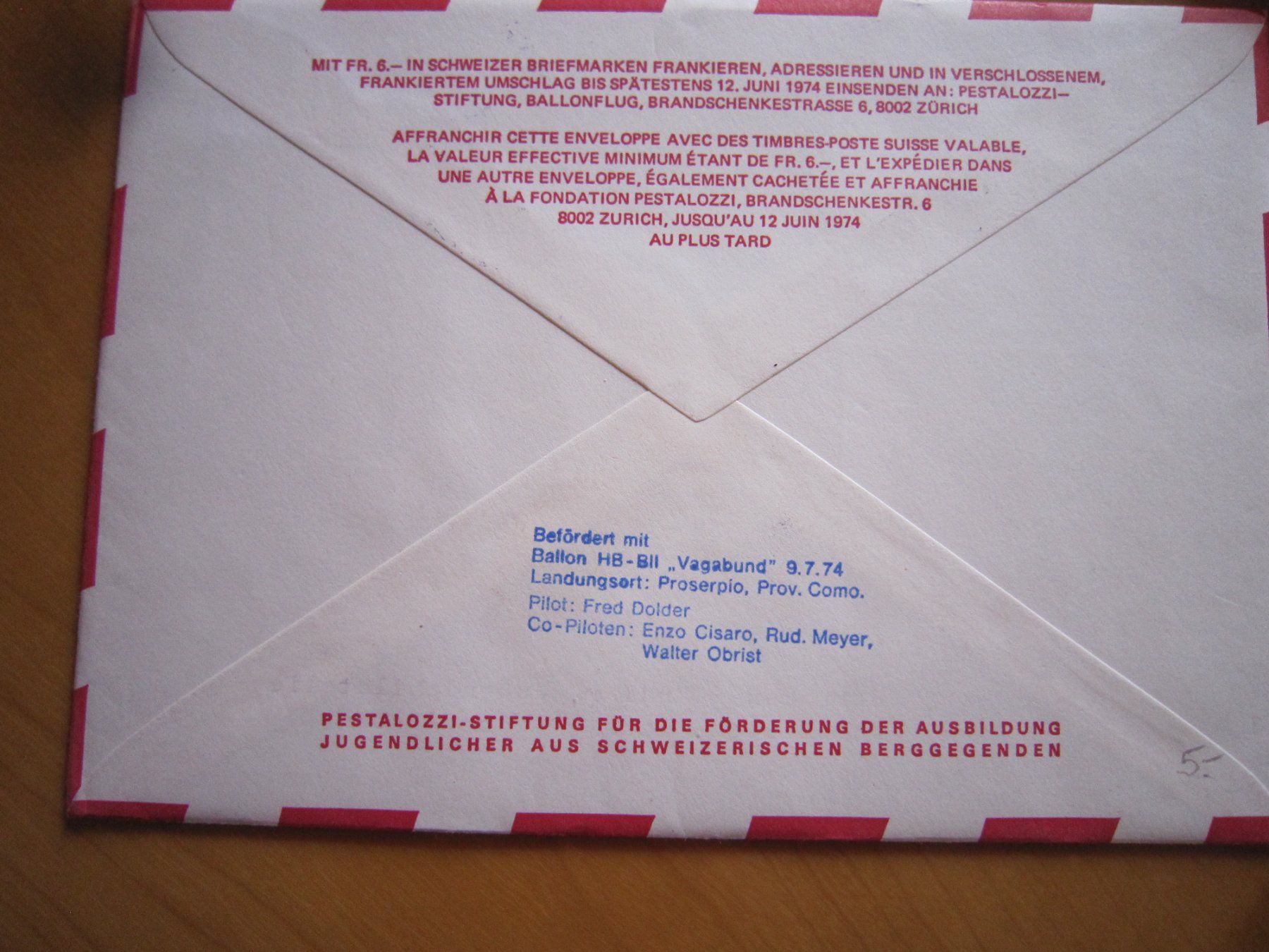 Tutti i francobolli: Ballonposto 1974 Stempel CHIASSO – Usato da Giubiasco venduto da sal_9j6w 4