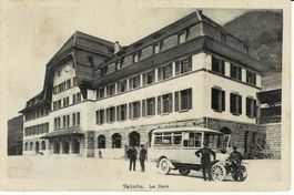 VALLORBE  La Gare mit Postauto VD gel. 1921!