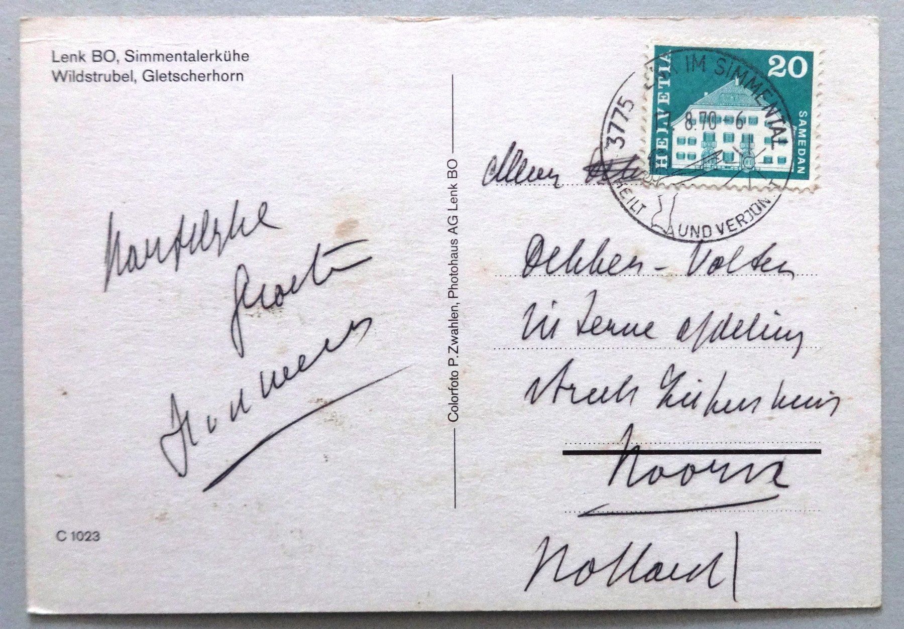 Cartes postales: Lenk, B.O., Simmentalerkühe – D'occasion à Fétigny par Billy2miny 1