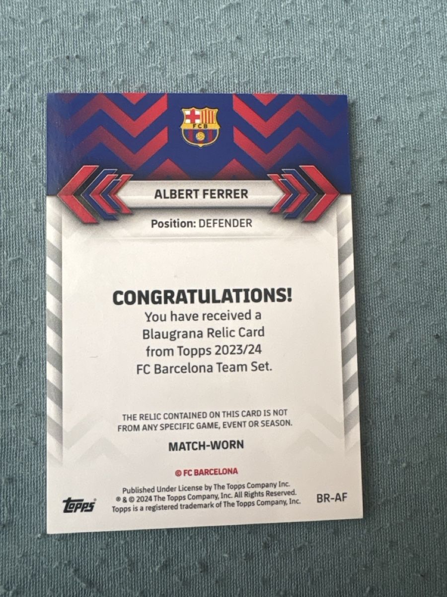 Topps Carte collezionabili: FC Barcelona Albert Ferrer Match-Worn Card / 250 – Nuovo (secondo la descrizione) da Rheinfelden venduto da ame_5n7y 1
