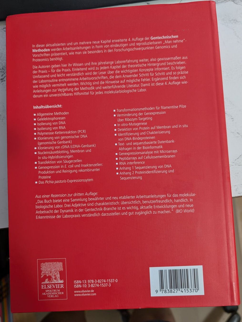 Livres: Gentechnische Methoden von Monika Jansohn – Neuf (Voir description) à Eschenbach LU par Holiday1 1