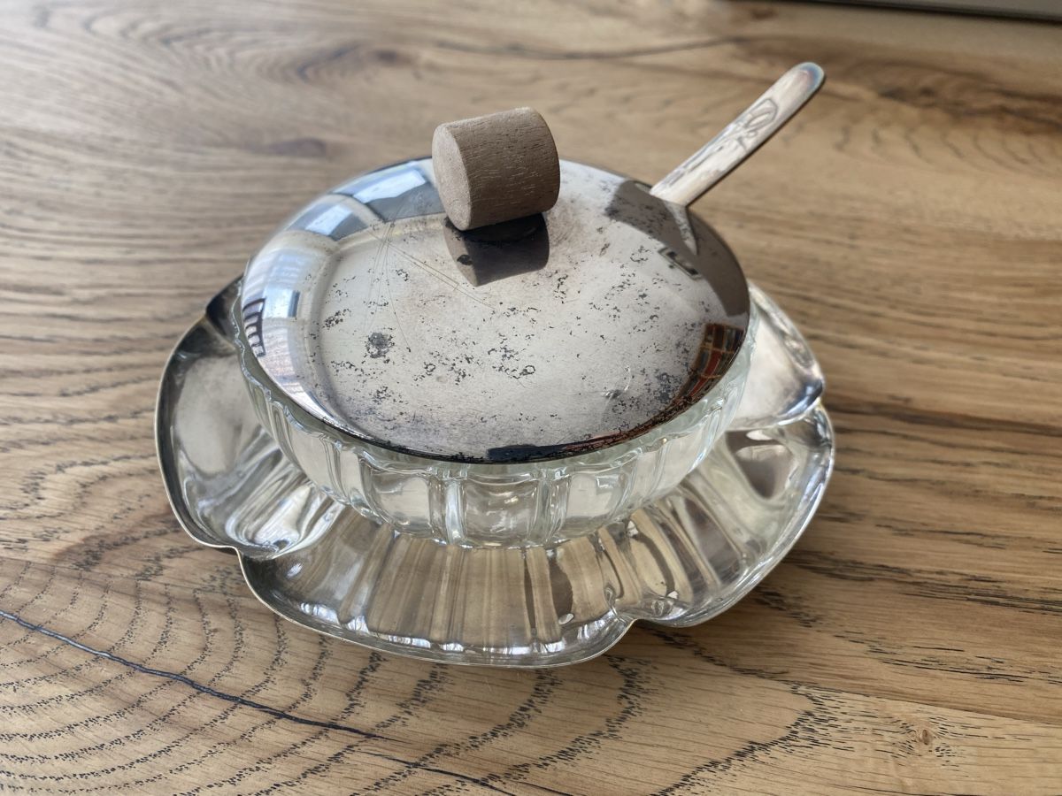 Zuccheriere: 4-teilige versilberte Zuckerdose/Konfitürendose – Usato da Balsthal venduto da Narulya